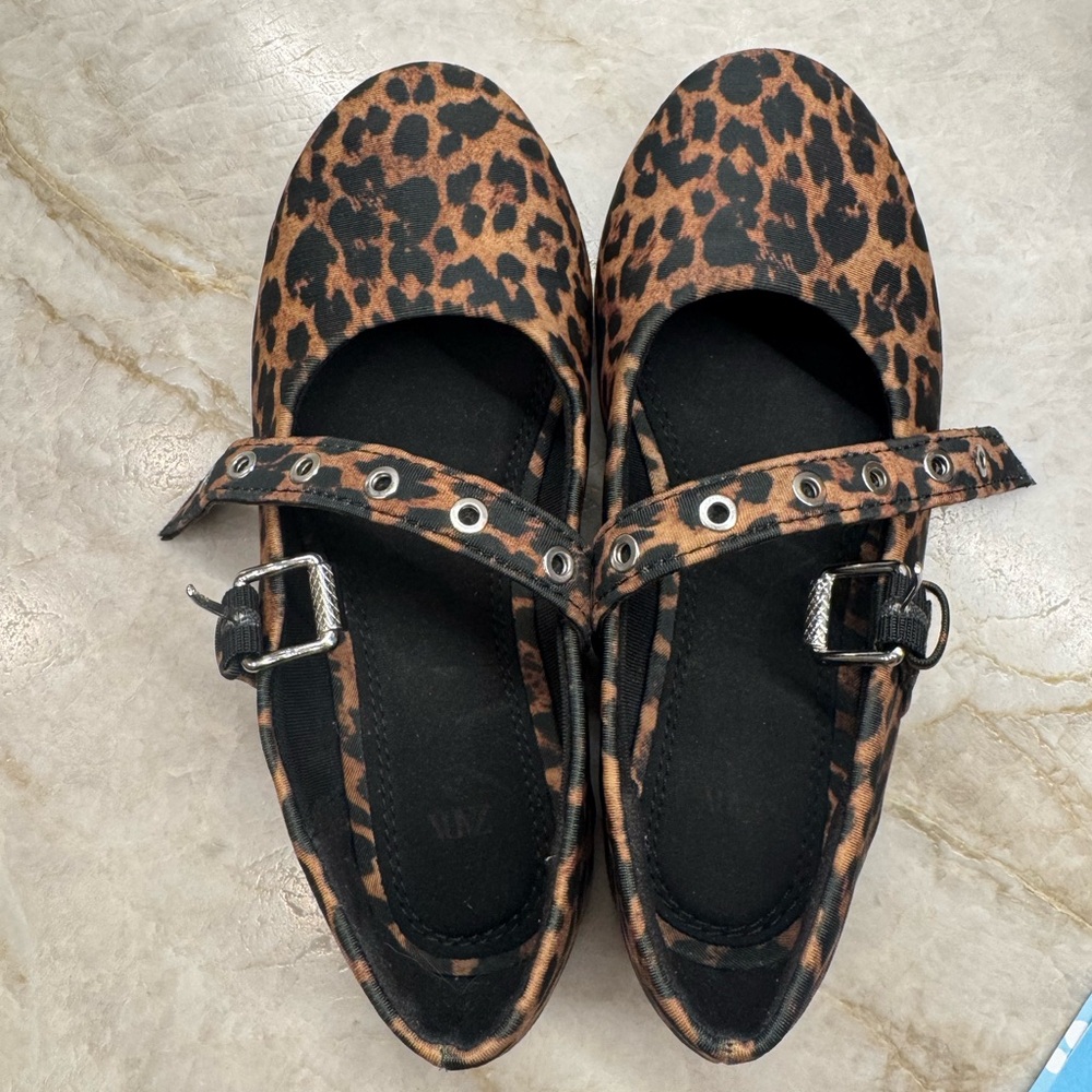 Zara Leopard Print Maryjane Kids Dress Shoes